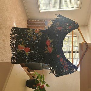 Black off the should crochet top